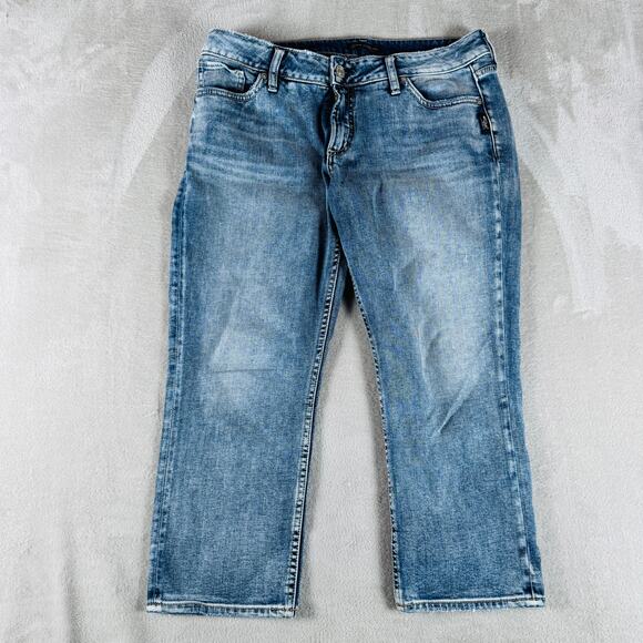 Silver Jeans Women's 30 Light Wash Faded Blue Denim‎ Suki Capri Mid Rise Stretch - Picture 1 of 13